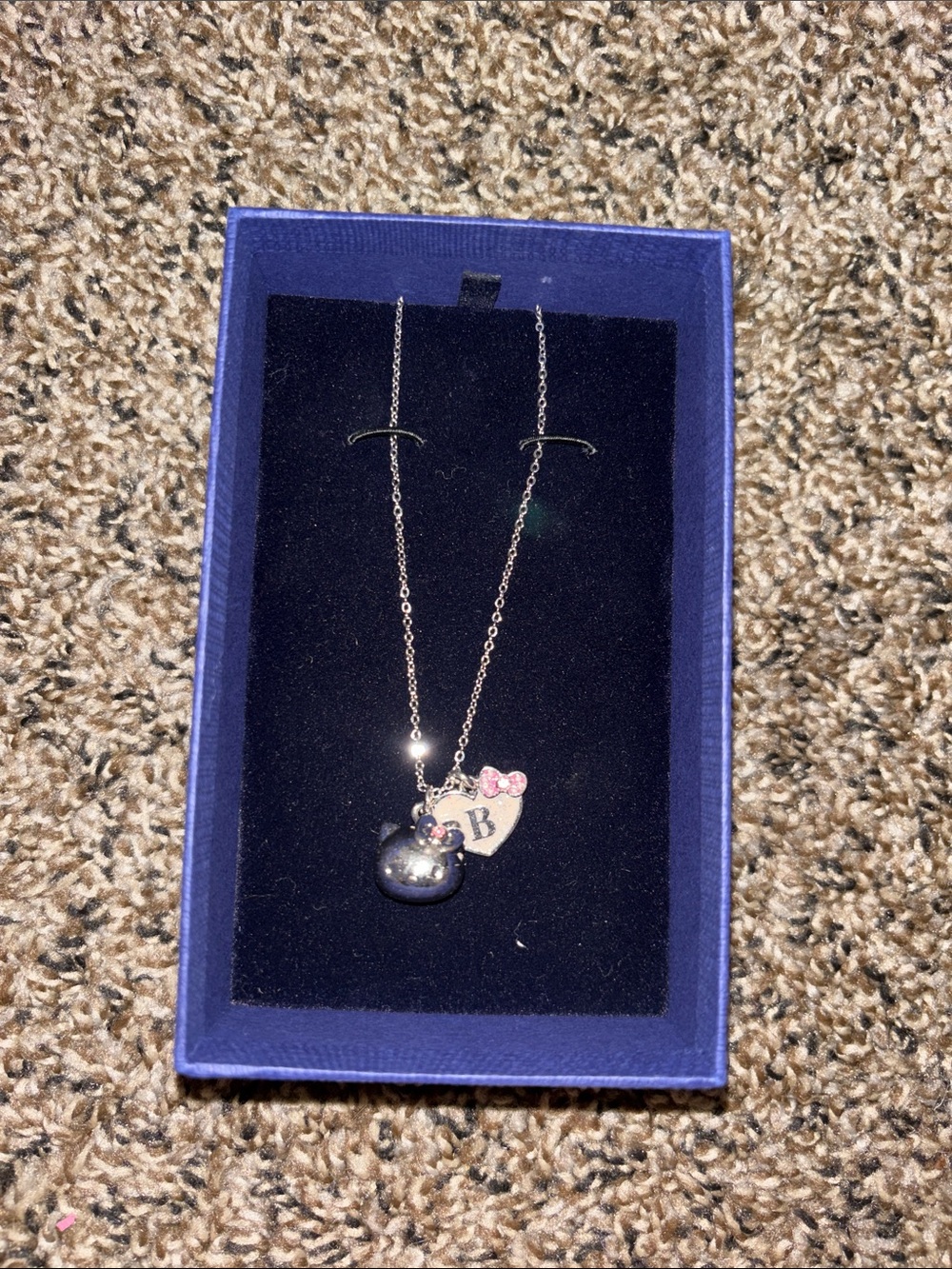 Hello Kitty with B Initial Pendant Necklace